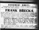 Obituary for Frank BRECKA 1933