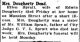 Article about the death of Ellen DOUGHERTY (nee SPRATT) 15 Jun 1912