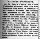 Newspaper announcement of marriage between Ellen DOUGHERTY and Luther WILLIAMS 4 Jun 1903 Poughkeepsie Journal