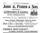 John A. FISHER ad for confectionery business 1910 John A. FISHER ad for confectionery business 1910