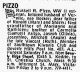 Obituary for Russell PIZZO in the Chicago Tribune 31 Aug 1984