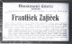 Czech Obituary for Frantisek ZAJICEK
