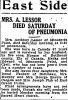 Obit - ND - LESSOR, Mrs Anthony Grand Forks Herald 16 Mar 1919